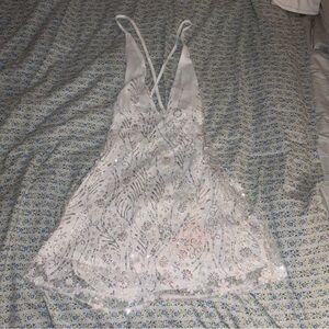 White Sequin Embellished Slip Dress